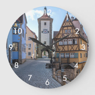 Plönlein in Rothenburg ob der Tauber, Deutschland Große Wanduhr