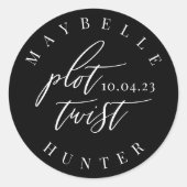 Plot Drehung Black Modern Calligraphy Save the Dat Runder Aufkleber (Vorderseite)