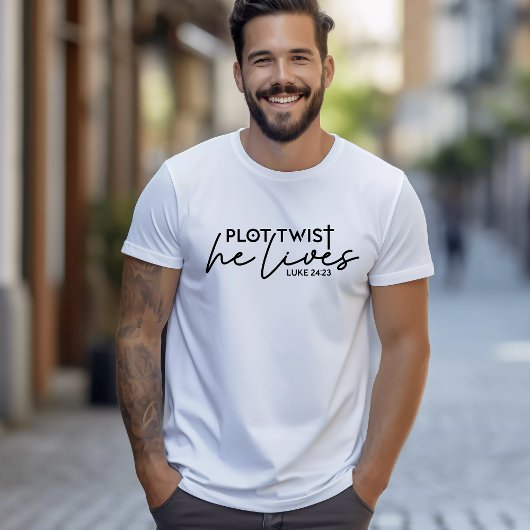Plot Drehung Er lebt lustige Männer Christlich T-Shirt