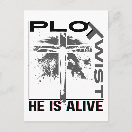Plot Drehung Er lebt Ostern Jesus ist lebendig Got Postkarte (Vorderseite)