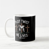 Plot Drehung He Living Cross Funny Christlich Oste Kaffeetasse (Links)