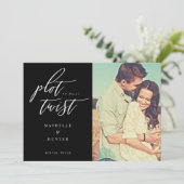 Plot-Drehung Moderne Minimale Kalligraphie & Foto Save The Date (Stehend Vorderseite)