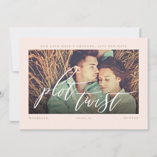 Plot-Drehung Moderne Minimale Kalligraphie & Foto Save The Date (Vorderseite)