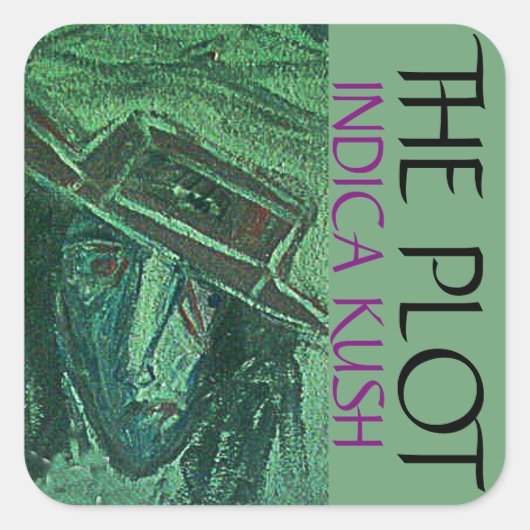 PLOT INDICA KUSH QUADRATISCHER AUFKLEBER (Vorderseite)