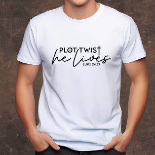 Plot Twist Er lebt lustiger christlicher Herrenart T-Shirt