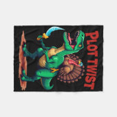 Plot Twist Truthahn Reitet Dinosaurier T-Rex Lusti Fleecedecke (Vorderseite (Horizontal))