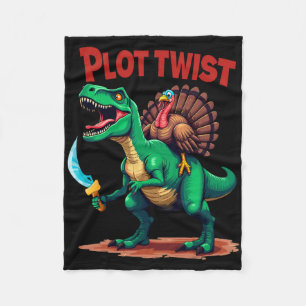 Plot Twist Truthahn Reitet Dinosaurier T-Rex Lusti Fleecedecke