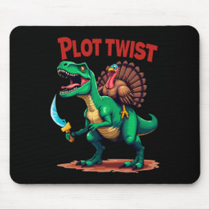 Plot Twist Truthahn Reitet Dinosaurier T-Rex Lusti Mousepad