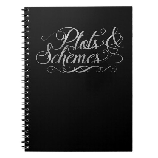 Plots & Schemas Schwarze & Imitate Silbertypografi Notizblock (Vorderseite)
