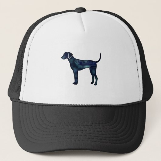 Plott Hound Black Watercolor Silhouette Truckerkappe (Vorderseite)
