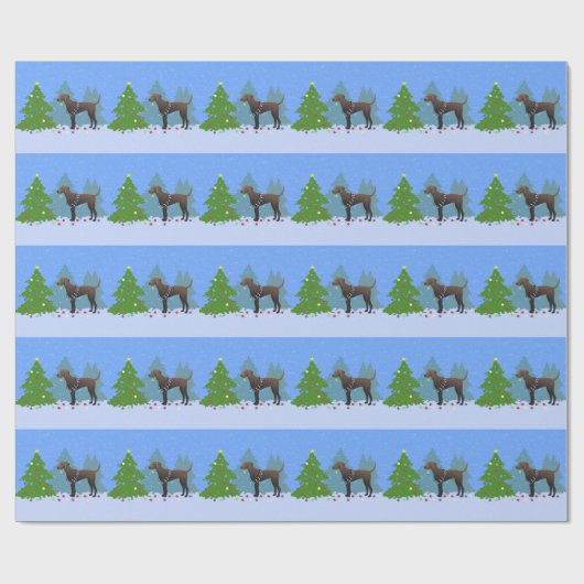 Plott Hound dekorativer Baum im Wald - Dunkel Geschenkpapier (Flach)