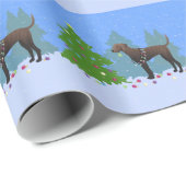 Plott Hound dekorativer Baum im Wald - Dunkel Geschenkpapier (Rolleneckpunkt)