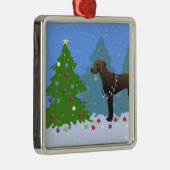 Plott Hound dekorativer Baum im Wald - Dunkel Ornament Aus Metall (Rechts)