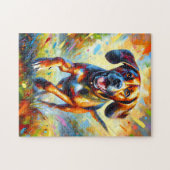 Plott Hound Dog Portrait Akrylkkunstdruck Puzzle (Horizontal)