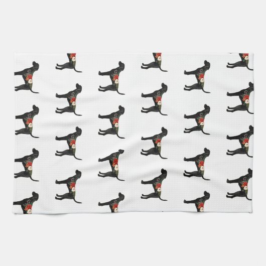 Plott Hound Hund Breed Boho Silhouette Geschirrtuch (Horizontal)