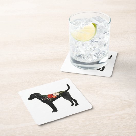 Plott Hound Hund Breed Boho Silhouette Rechteckiger Pappuntersetzer (Vor Ort)