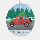 Plott Hound Hund fahren Weihnachtswagen Keramikornament (Links)