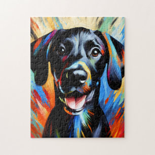 Plott Hound Hund Porträt Acryl Kunst Druck Puzzle