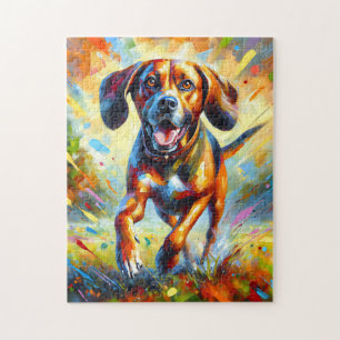 Plott Hound Hund Porträt Acryldruck Kunstprint Puzzle