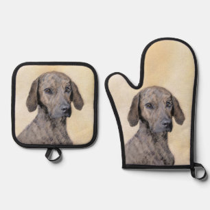 Plott Hound Malerei Brindle Niedlich Original Hund Ofenhandschuh & Topflappen-Set