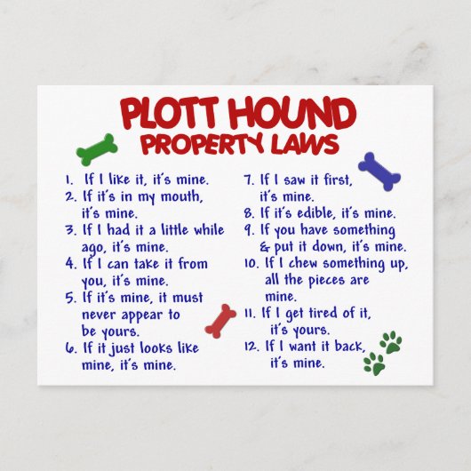 PLOTT HOUND Property Laws 2 Postkarte (Vorderseite)