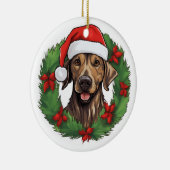 Plott Hound Weihnachtskranz Keramik Ornament (Rechts)