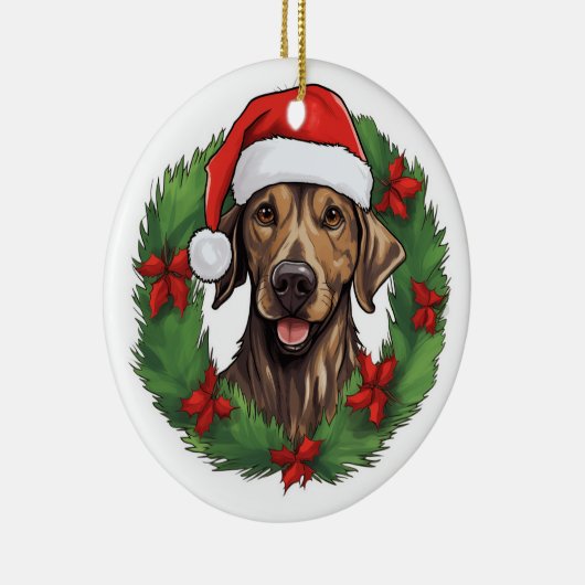 Plott Hound Weihnachtskranz Keramik Ornament (Rechts)