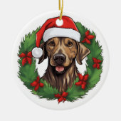Plott Hound Weihnachtskranz Keramik Ornament (Vorne)