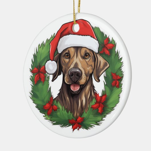 Plott Hound Weihnachtskranz Keramik Ornament (Links)