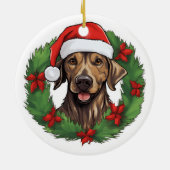Plott Hound Weihnachtskranz Keramik Ornament (Hinten)