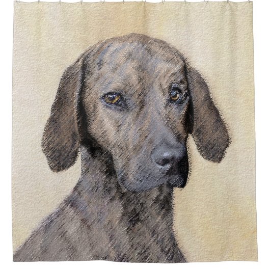 Plottengemälde - Niedliche Original Hundkunst Duschvorhang (Vorderseite)