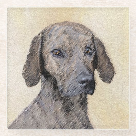 Plottengemälde - Niedliche Original Hundkunst Glasuntersetzer (Vorderseite)