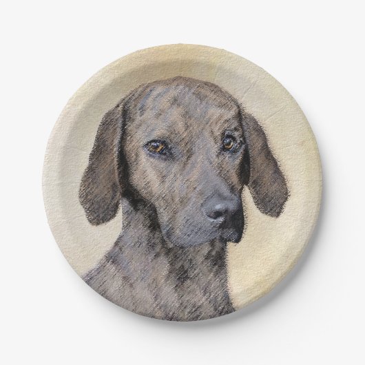 Plottengemälde - Niedliche Original Hundkunst Pappteller (Vorderseite)