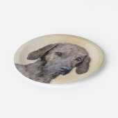 Plottengemälde - Niedliche Original Hundkunst Pappteller (Schrägansicht)