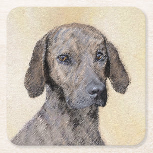 Plottengemälde - Niedliche Original Hundkunst Rechteckiger Pappuntersetzer