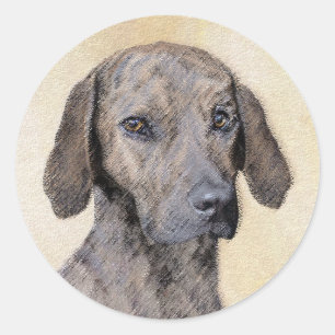 Plottengemälde - Niedliche Original Hundkunst Runder Aufkleber