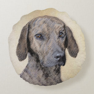 Plottengemälde - Niedliche Original Hundkunst Rundes Kissen