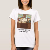 Plotting World Domination Funny Cat T-Shirt (Vorderseite)