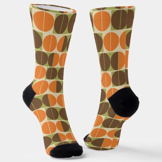 Plötzlich siebziger Jahre Orange Brown Green Geome Socken (Gewinkelt)