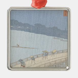 Plötzliche Dusche auf Ohashi Brücke bei Ataka Ornament Aus Metall