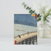 Plötzliche Dusche über die Brücke Shin-Ōhashi und  Postkarte (Stehend Vorderseite)