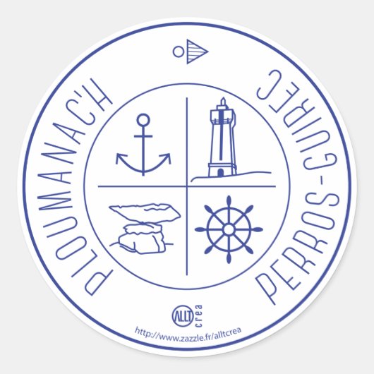 Ploumanach Perros-Guirec Runder Aufkleber (Vorderseite)