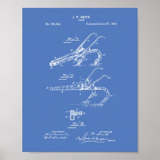 Plow 1893 Patent Art Blueprint Poster (Vorne)