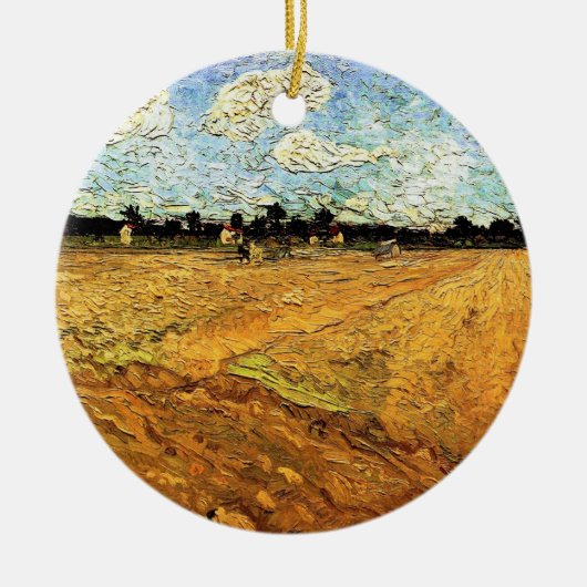 Plowed Field (die Furrows) von Vincent van Gogh Keramikornament (Vorne)