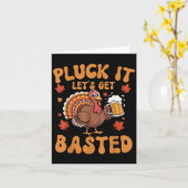 Pluck it Lasse Basted Funny Turkey Erntedank Karte (Gelbe Blume)