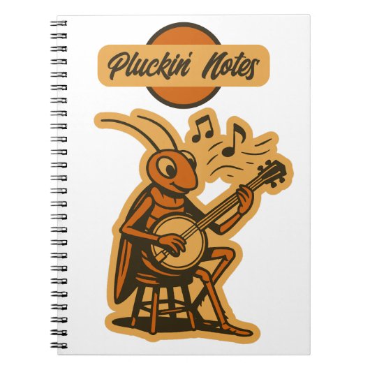 Pluckin' Notes - Banjo Cricket Notebook Notizblock (Vorderseite)