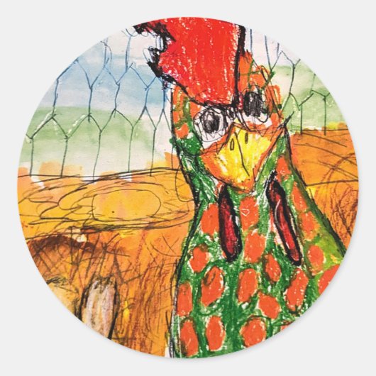 Plucky Chicken Runder Aufkleber (Vorderseite)