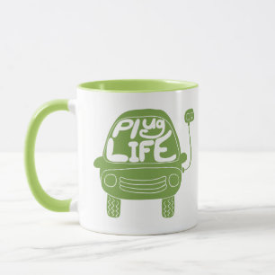 Plug Life Niedlich Light Green Electric Car Tasse