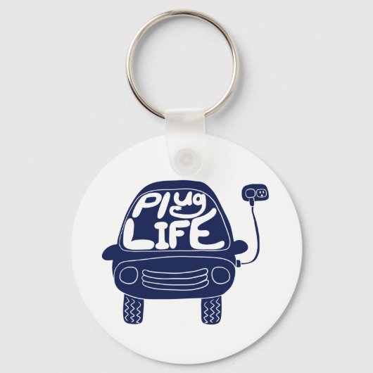 Plug Life Niedlich Navy Blue Electric Car Schlüsselanhänger (Vorderseite)