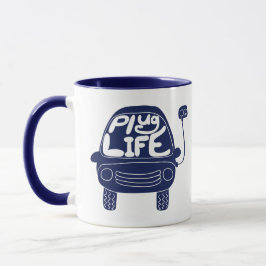 Plug Life Niedlich Navy Blue Electric Car Tasse